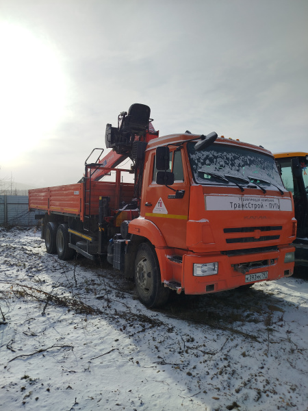 Коммерческие грузовики K3B на шасси КамАЗ 65115 6x4 Бортовой с КМУ 4377B3-10 — Б/У, 2023 г.